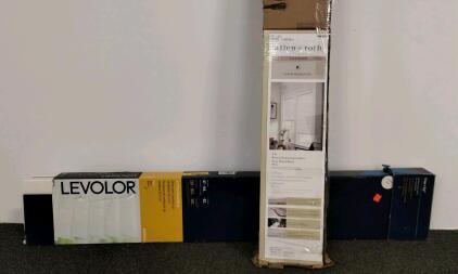 Allen+Roth 2-in Cordless Room Darkening Faux Wood Blind 59"x64", LEVOLOR 2-in Blind 47"x64"