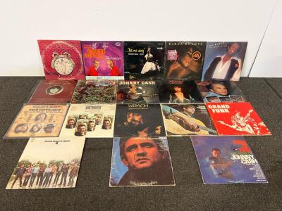 17 Classic 12" Vinyl LPs &ndash; Johnny Cash, The Outlaws, Grand Funk, Merle Haggard, 1950s&ndash;1970s