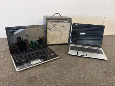 HP Pavilion Laptops (15.6" 2GB-4GB RAM 250GB-500GB HDD) & Fender Frontman 15B Bass Amp 15W (Unable To Test, No Cords Available)