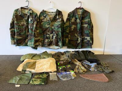 U.S. Woodland BDU Jackets (Small Sizes) With Liners, Web Belts, Cold-Weather Gear & Field Accessories