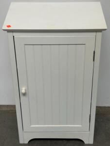 White Freestanding Storage Cabinet With Single Door And Three Shelves