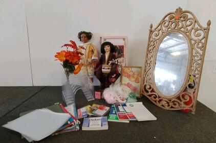 Asian Kimono 24" Porcelain Doll & African American Girl 24" Porcelain Doll With Accessories, Home And Office Supplies & More