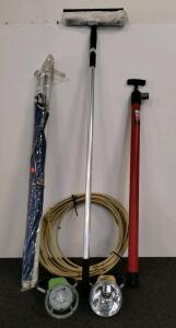 Union Pacific STAR LED Lantern Bundle With Ettore Squeegee, Air King Pump, Soaker Hose & Sun Umbrella