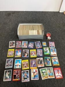 Vintage 1980s-90s Baseball Card Lot ~800 Cards Topps Fleer Score Donruss With Storage Box