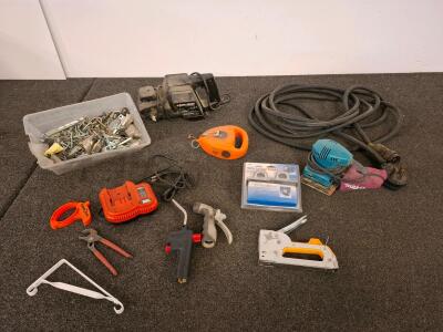 BernzOmatic TS2000 Torch, Makita Sander, Arrow T50 Stapler, Hardware, & Tools Lot