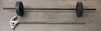 3/4" Pipe Bender & Standard 6 ft Barbell with Rubber-Coated Weight Plates, Black Finish, Steel Shaft