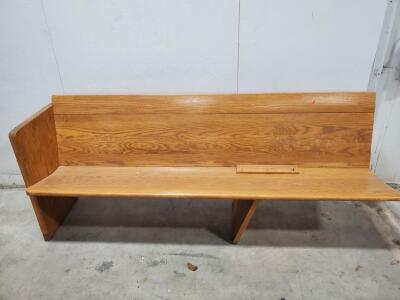 Solid Oak 6ft Church Pew, Traditional Straight-Back Bench, Light Finish, Mount Plate, Seats 3-4