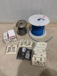 Legrand Radiant 2097LA GFCI, Pass & Seymour CRB5362-GRY Outlets, Wall Plates, Cabling Lot