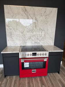 *OFFSITE*Fulgor Milano 36" Red Electric Range F6PIR365S1 w/ Dual Convection + Matching Black Base Cabinets And Induction Top!!