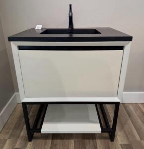 *OFFSITE*Laviva Modern Freestanding Bathroom Vanity, Matte Black/White, Integrated Sink & Faucet