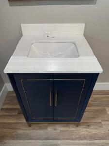 *OFFSITE* 24" Navy Blue Freestanding Bathroom Vanity with Integrated White Ceramic Sink