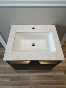 *OFFSITE* 24" Wall-Mounted Bathroom Vanity with Quartz Top and Integrated Sink