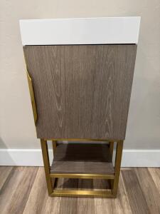 *OFFSITE*24.5" Freestanding Bathroom Vanity with Integrated Ceramic Sink and Gold Accents