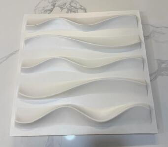 *OFFSITE*3D Wavy & Geometric White PVC Wall Panels, 24"x24", Interior Decor, Paintable