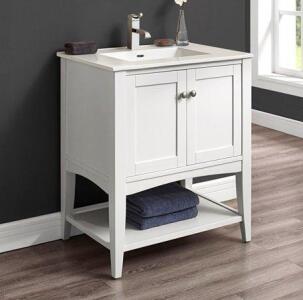 OFFSITE. Fairmont Designs 30" Bathroom Vanity Set, Polar White Base, Blizzard Quartz Top, Undermount Sink