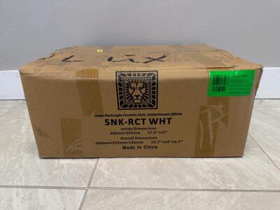 *OFFSITE* James Martin SNK-RCT WHT 19.7"x14" White Rectangular Ceramic Undermount Sink, Vitreous China