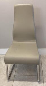 OFFSITE. Modern Chrome Cantilever Dining Chair with Grey Faux Leather Upholstery