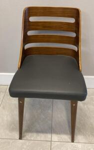 OFFSITE. Modern Wood Side Chair with Curved Back and Vinyl Seat