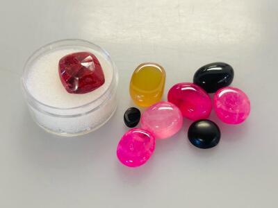 16.85ct Natural Red Ruby Cabochon and Mixed Gemstones Lot