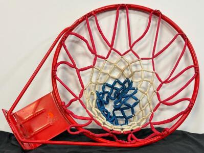 Breakaway Basketball Rim 19" Red Steel with Tri-Color Nylon Net and Mounting Plate