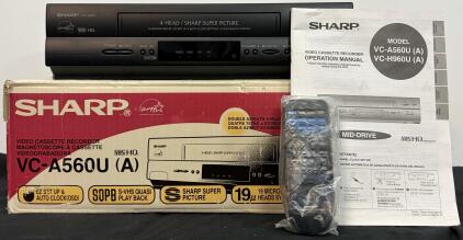 Sharp VC-A560U (A) VHS VCR, 4-Head, S-VHS Quasi Playback, Box, Manual, Remote, Serial 206886927