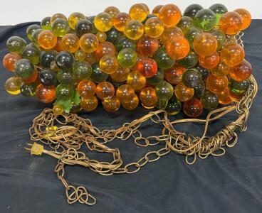 Vintage Mid-Century Acrylic Grape Swag Light, Multicolor, Hanging Lamp, Plug-In, 1970s