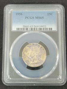 1956 Washington Quarter, PCGS MS65, 90% Silver, Philadelphia Mint