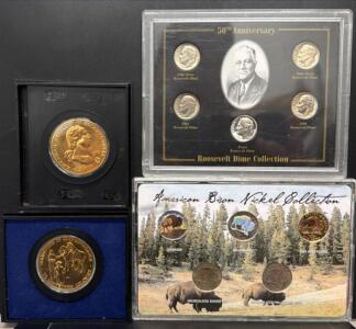 American Bison Nickel Collection, 50th Anniversary Roosevelt Dime Set, 1972 Washington Medal Lot