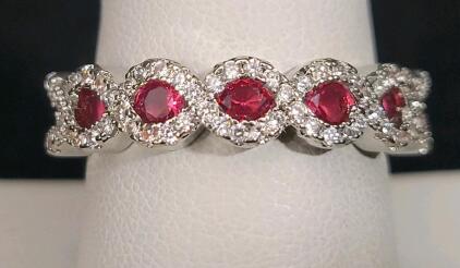 Red Ruby 5 Stone Ring, Size 9