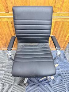 Black Executive Office Chair with Chrome Base and Padded Armrests
