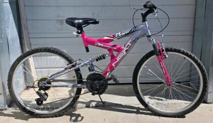 Next Power Climber 26" Mountain Bike, 18-Speed, Dual Suspension, Grip Shift, Pink/Silver