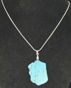 62 ct. Turquoise Freeform Slice, 24" Necklace