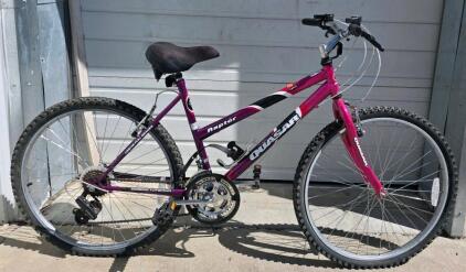 Quasar Raptor 18-Speed Mountain Bike, 26" Wheels, 18" Steel Frame, V-Brakes, Purple/Black