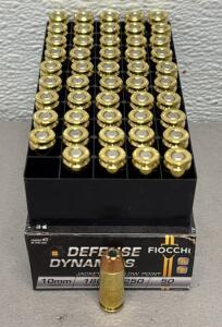 Fiocchi Defense Dynamics 10mm Auto 180gr JHP 1250fps, 50rd Factory Box, Brass, USA-Made