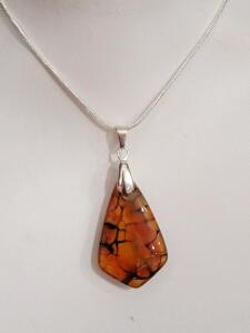 21.80ct Natural Red/Black Fire Agate 24" Necklace