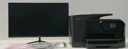 Element 27" LED Monitor EM2FPAB27B & HP OfficeJet Pro 8715 Printer, All-in-One, 1080p, Duplex