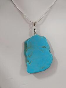 Turquoise Free-form Slice 24" Necklace