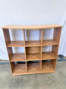 9-Cube Storage Shelving Unit, Engineered Wood, Light-Medium Wood Tone, 35.75" W x 11.6" D x 36" H