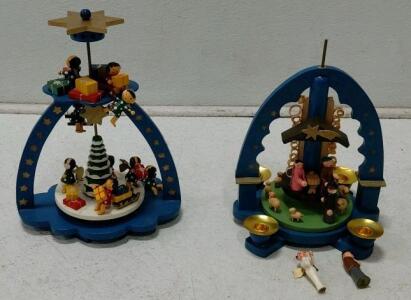 Erzgebirge Christmas Pyramid with Nativity Scene, Hand-Painted Wood
