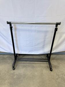 Adjustable Rolling Garment Rack with Wheels, 1 Rail, Black/Chrome, 33&ndash;60" L x 38&ndash;65" H
