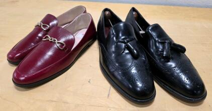 (1) Pair of Allen Edmonds Manchester Wingtip Tassel Loafers Size Unknown (1) Zara Basic Collection Burgundy Loafers Size 40 And More