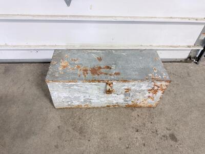 Vintage Heavy-Gauge Steel Tool Box with Latch and Side Handles 30&rdquo;x12&rdquo;x12.5&rdquo;