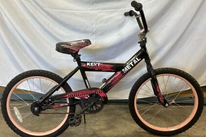 Kent Street Metal BMX 20" Kids Bike &ndash; Black & Pink, Steel Frame, Single Speed
