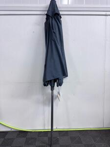 Blue 9ft Market Patio Umbrella, Polyester Canopy, Matte Black Pole, 8ft Height