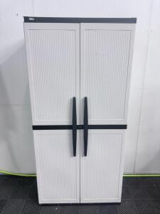 Freestanding Plastic Utility Storage Cabinet with Adjustable Shelves and Lockable Doors 69&rdquo;x17&rdquo;x27.5&rdquo;