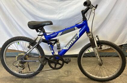 AMX Four X Kids' 20" Mountain Bike, Full Suspension, 6-Speed, Blue, V-Brakes
