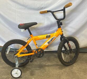 Hot Wheels 16&rdquo; Kids BMX Bike, Orange, Training Wheels, Steel Frame, Single Speed, Coaster Brake