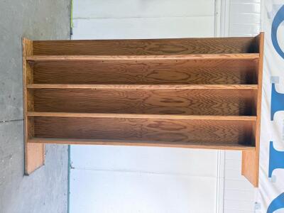 4-Compartment Oak Wood Cubby Bookshelf Storage Unit, 72"x48"x12", Freestanding