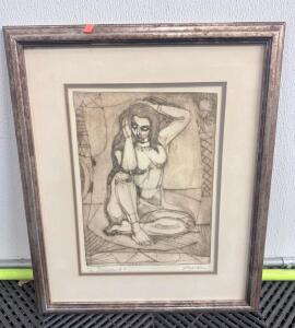 Irving Amen "Dancer #2" Color Etching, Signed & Numbered 3/90, Framed