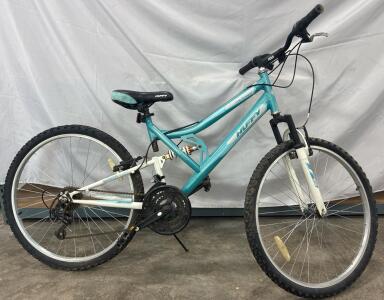 Huffy Trail Runner 26" Mountain Bike, Full Suspension, 18-Speed, Teal Blue